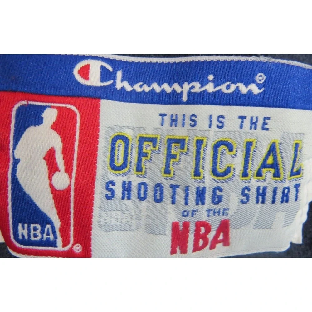 VTG Champion Houston Rockets Shooting Shirt 90s NBA Warm Up Jersey Men L Blue SS